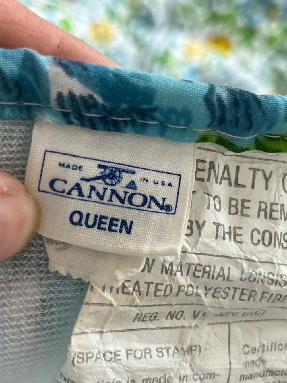 Vintage made in USA blue/ yellow floral light weight bedspread